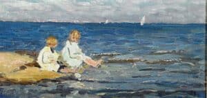At Play Barnegat Bay painting by Carl Buergerniss c.1912 Collection Roy Pedersen
