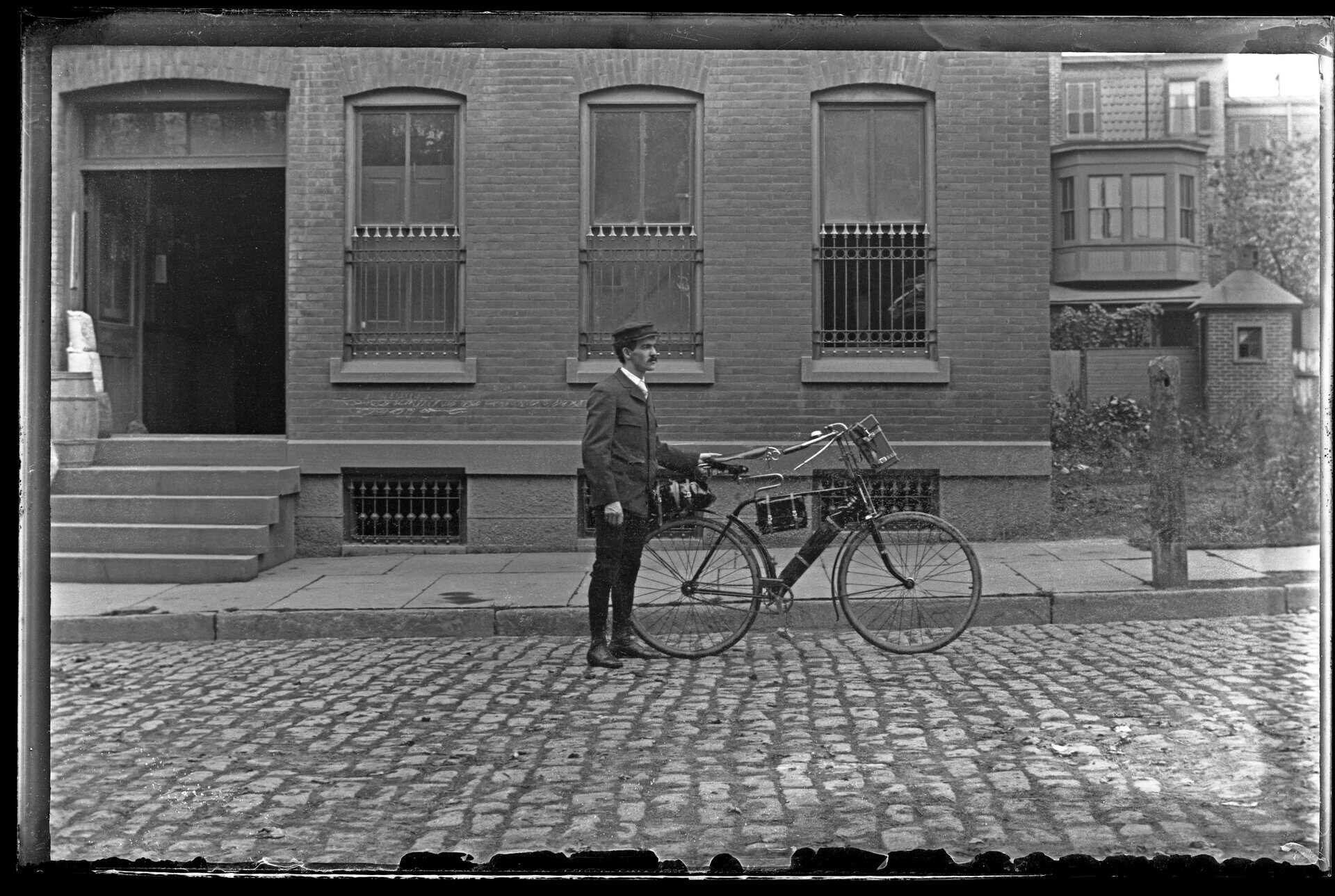 Grant Castner with safety bicycle, Trenton, New Jersey, 1894 Digital print from 4.25” x 6.5” glass plate negative