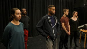 The Firebird cast in a Nimbus Dance rehearsal, November 2024 (Tamir Rios in center)