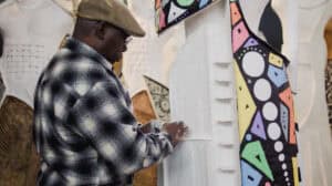 Artist Clifford Ward at work in the studio