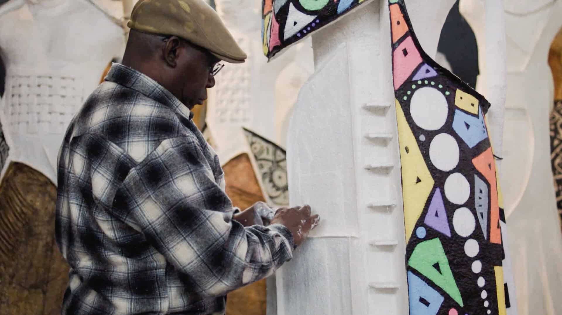 Artist Clifford Ward at work in the studio